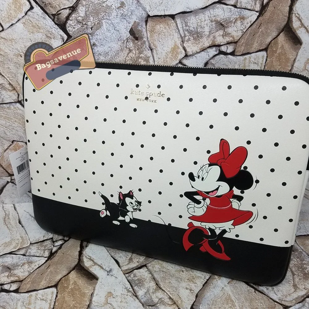 Minnie Mouse Universal Laptop Sleeve Polka Black Dot White Disney Kate Spade